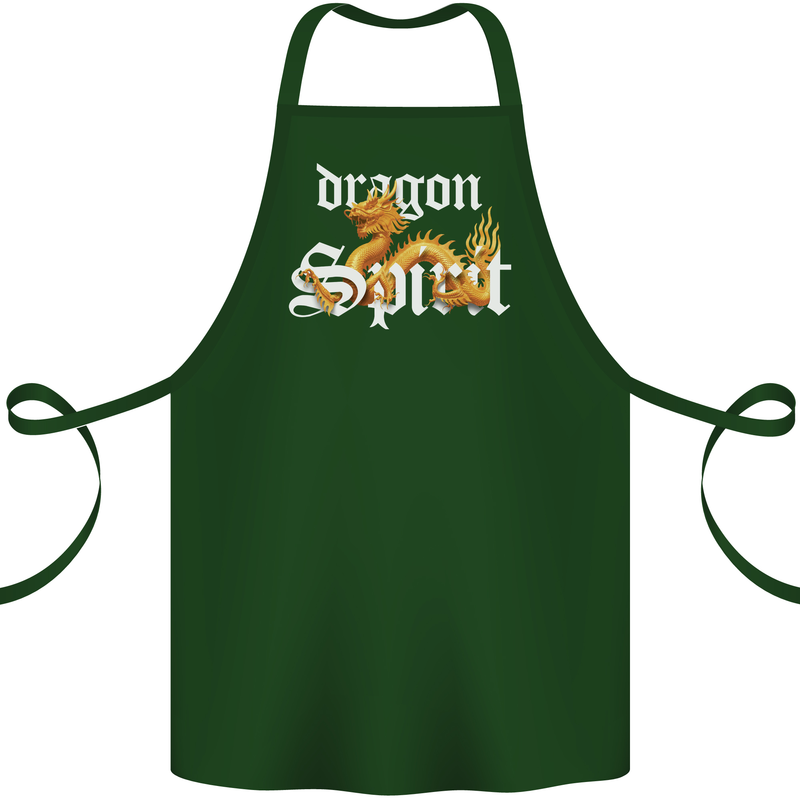 Dragon Spirit Fantasy Cotton Apron 100% Organic Forest Green