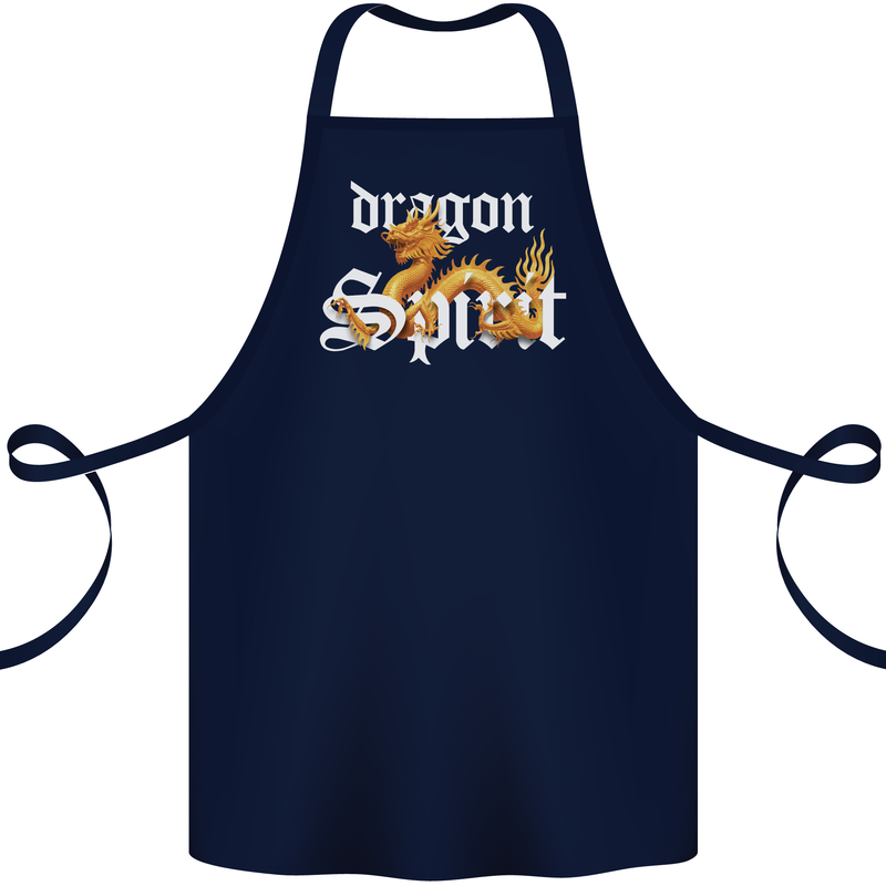 Dragon Spirit Fantasy Cotton Apron 100% Organic Navy Blue