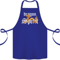 Dragon Spirit Fantasy Cotton Apron 100% Organic Royal Blue