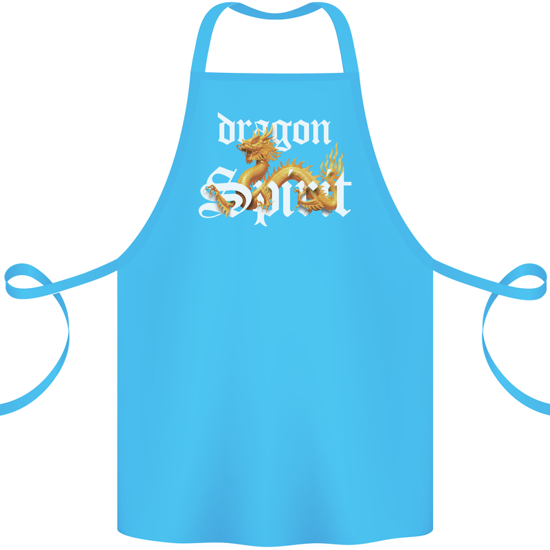 Dragon Spirit Fantasy Cotton Apron 100% Organic Turquoise