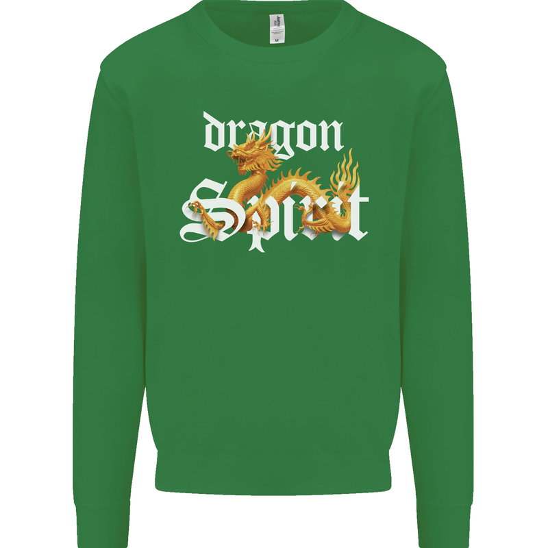 Dragon Spirit Fantasy Kids Sweatshirt Jumper Irish Green