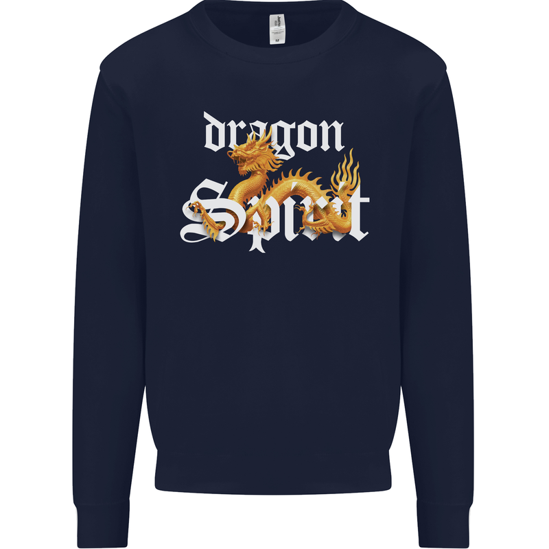 Dragon Spirit Fantasy Kids Sweatshirt Jumper Navy Blue