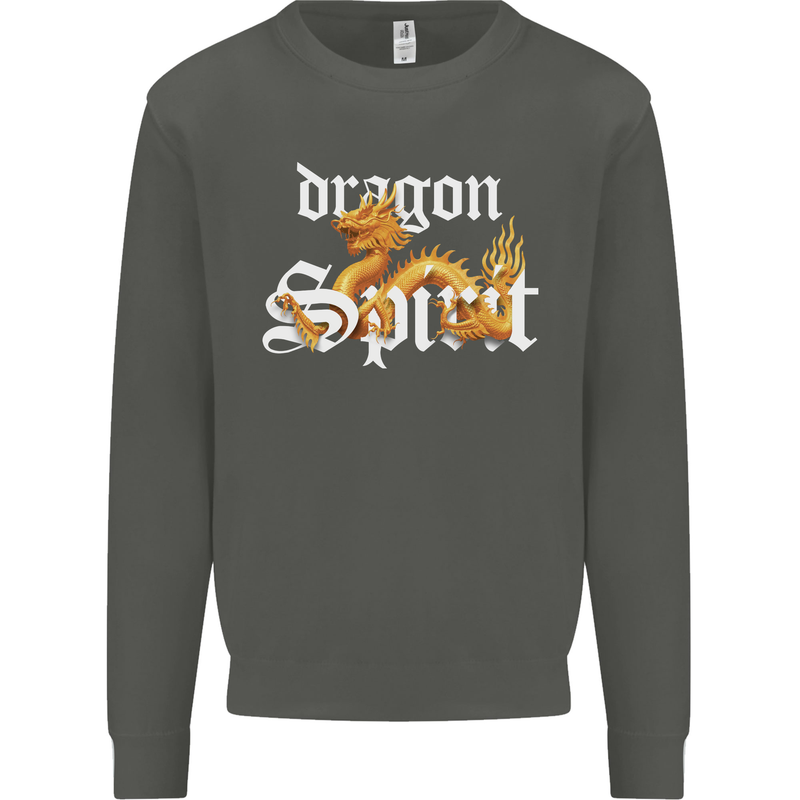 Dragon Spirit Fantasy Kids Sweatshirt Jumper Storm Grey
