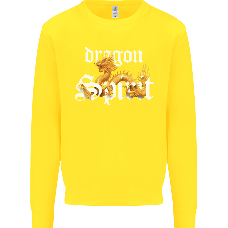 Dragon Spirit Fantasy Kids Sweatshirt Jumper Yellow