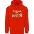 Dragon Spirit Fantasy Mens 80% Cotton Hoodie Bright Red