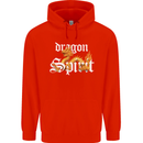 Dragon Spirit Fantasy Mens 80% Cotton Hoodie Bright Red