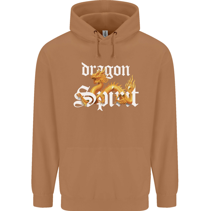 Dragon Spirit Fantasy Mens 80% Cotton Hoodie Caramel Latte