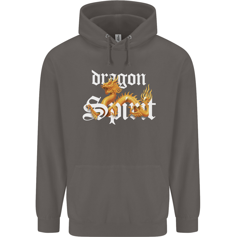 Dragon Spirit Fantasy Mens 80% Cotton Hoodie Charcoal