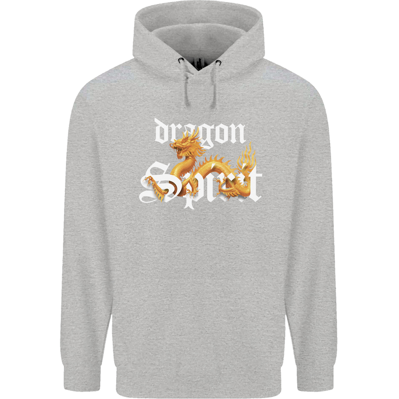 Dragon Spirit Fantasy Mens 80% Cotton Hoodie Sports Grey