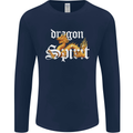 Dragon Spirit Fantasy Mens Long Sleeve T-Shirt Navy Blue