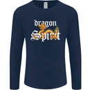 Dragon Spirit Fantasy Mens Long Sleeve T-Shirt Navy Blue