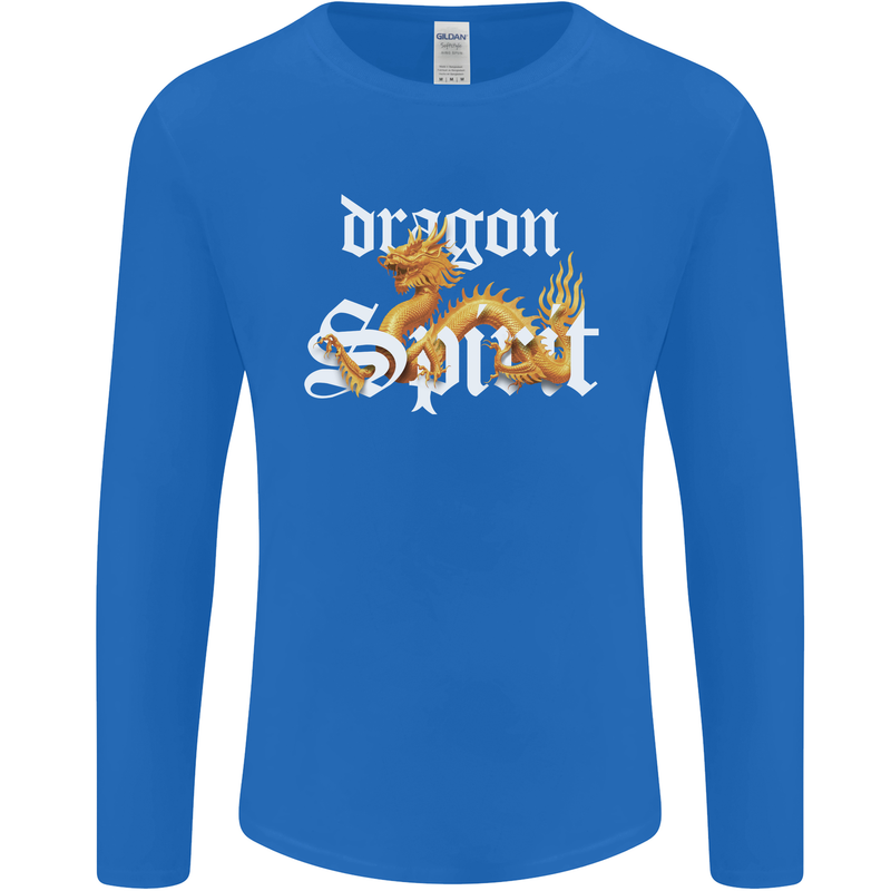 Dragon Spirit Fantasy Mens Long Sleeve T-Shirt Royal Blue