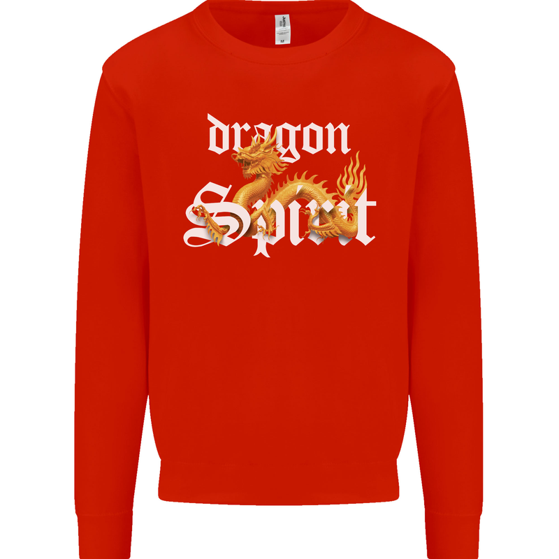 Dragon Spirit Fantasy Mens Sweatshirt Jumper Bright Red