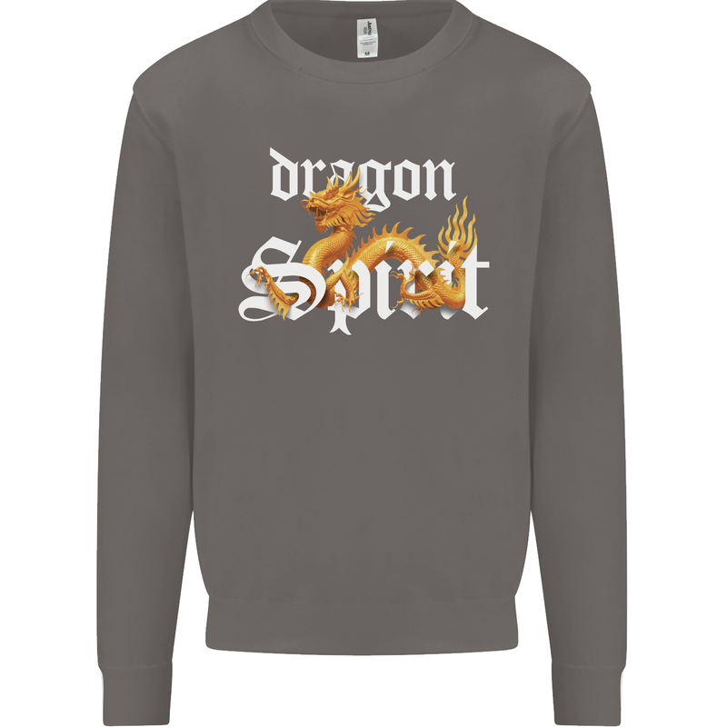 Dragon Spirit Fantasy Mens Sweatshirt Jumper Charcoal