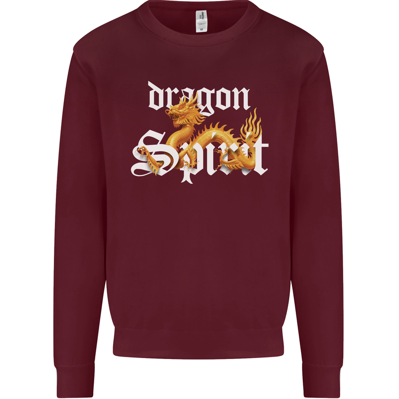 Dragon Spirit Fantasy Mens Sweatshirt Jumper Maroon
