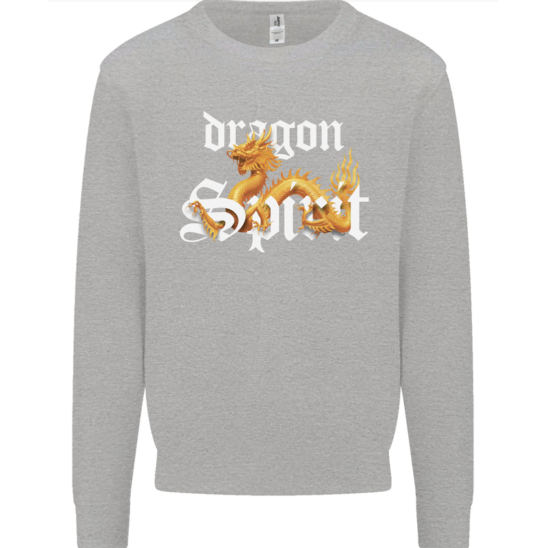 Dragon Spirit Fantasy Mens Sweatshirt Jumper Sports Grey