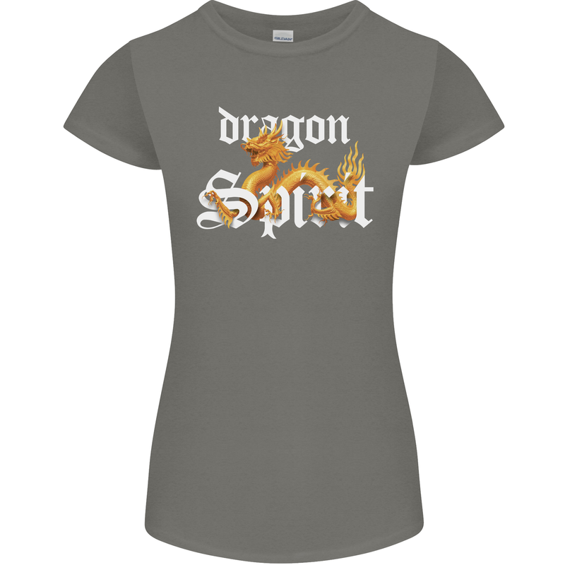 Dragon Spirit Fantasy Womens Petite Cut T-Shirt Charcoal