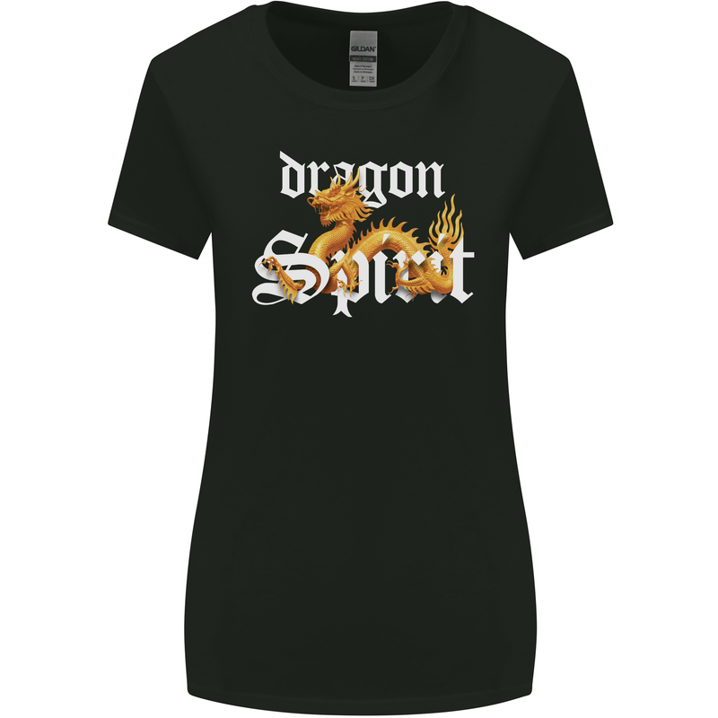 Dragon Spirit Fantasy Womens Wider Cut T-Shirt Black