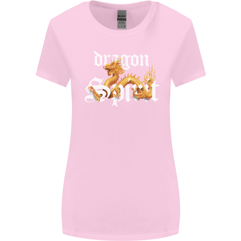 Dragon Spirit Fantasy Womens Wider Cut T-Shirt Light Pink