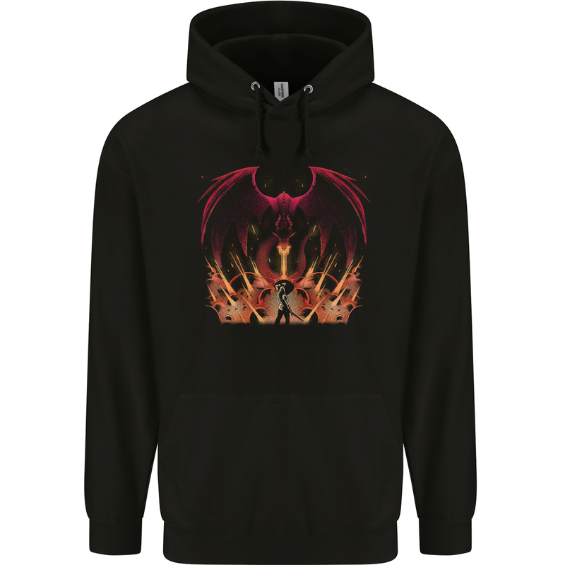 ﻿Dragon St George Crusader Knight Templar Fantasy Mens 80% Cotton Hoodie Black