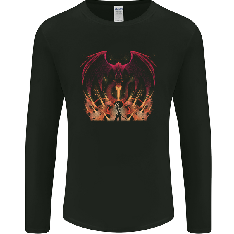 ﻿Dragon St George Crusader Knight Templar Fantasy Mens Long Sleeve T-Shirt Black