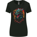 Dragon in Chains Fantasy Womens Wider Cut T-Shirt Black