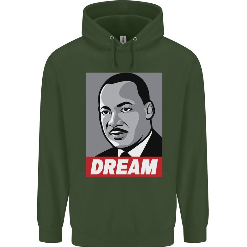 Dream Martin Luther King Black Lives Matter Childrens Kids Hoodie Forest Green