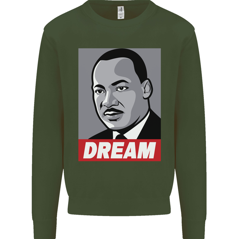 Dream Martin Luther King Black Lives Matter Kids Sweatshirt Jumper Forest Green