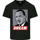 Dream Martin Luther King Black Lives Matter Mens V-Neck Cotton T-Shirt Black