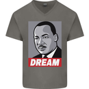 Dream Martin Luther King Black Lives Matter Mens V-Neck Cotton T-Shirt Charcoal