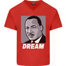 Dream Martin Luther King Black Lives Matter Mens V-Neck Cotton T-Shirt Red