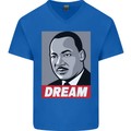 Dream Martin Luther King Black Lives Matter Mens V-Neck Cotton T-Shirt Royal Blue