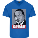 Dream Martin Luther King Black Lives Matter Mens V-Neck Cotton T-Shirt Royal Blue