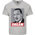 Dream Martin Luther King Black Lives Matter Mens V-Neck Cotton T-Shirt Sports Grey