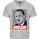 Dream Martin Luther King Black Lives Matter Mens V-Neck Cotton T-Shirt Sports Grey