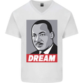 Dream Martin Luther King Black Lives Matter Mens V-Neck Cotton T-Shirt White