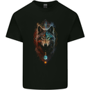 Dreamcatcher Wolf Spiritual Moon Phases Kids T-Shirt Childrens Black