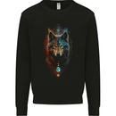 Dreamcatcher Wolf Spiritual Moon Phases Mens Sweatshirt Jumper Black