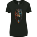 Dreamcatcher Wolf Spiritual Moon Phases Womens Wider Cut T-Shirt Black