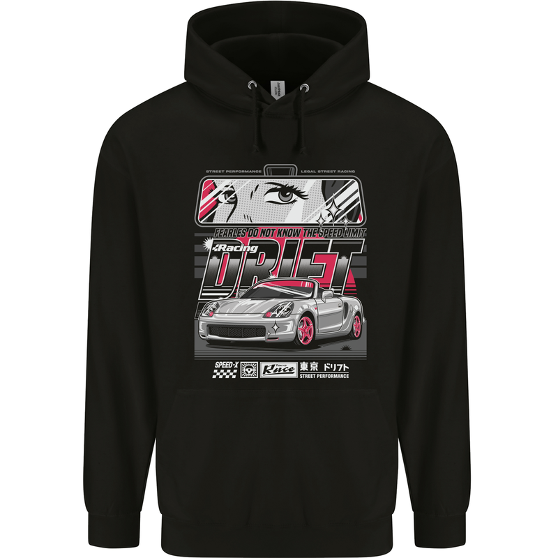 Drift Racing Fearless Don't Know the Speed Limit Childrens Kids Hoodie Black