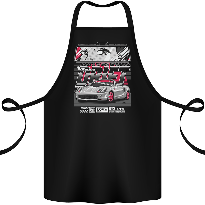 Drift Racing Fearless Don't Know the Speed Limit Cotton Apron 100% Organic Black