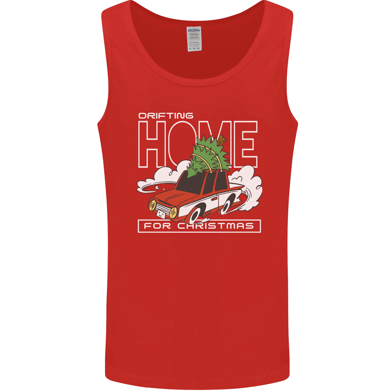 Drifting Home for Christmas Car Drift Funny Xmas Mens Vest Tank Top Red