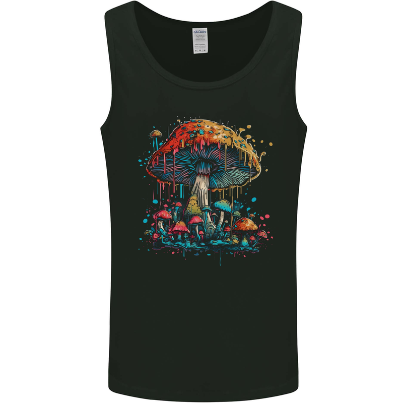 Dripping Magic Mushroom LSD Hippy Mens Vest Tank Top Black