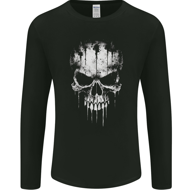 Dripping With Evil Skull Goth Gothic Heavy Metal Mens Long Sleeve T-Shirt Black