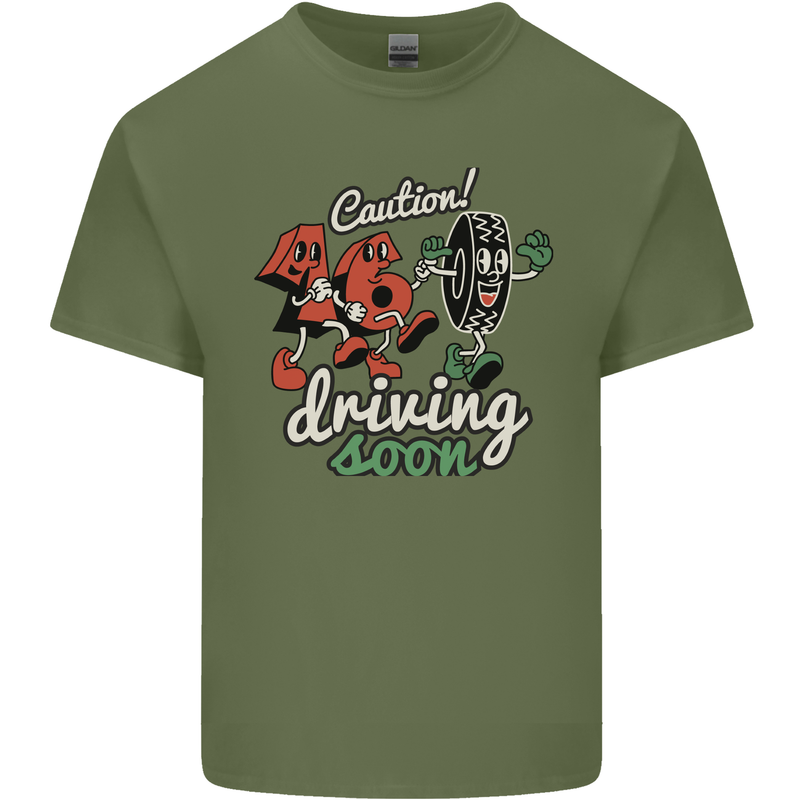 Driving Soon New Driver 16th Birthday Learner Mens Cotton T-Shirt Tee Top Military Green