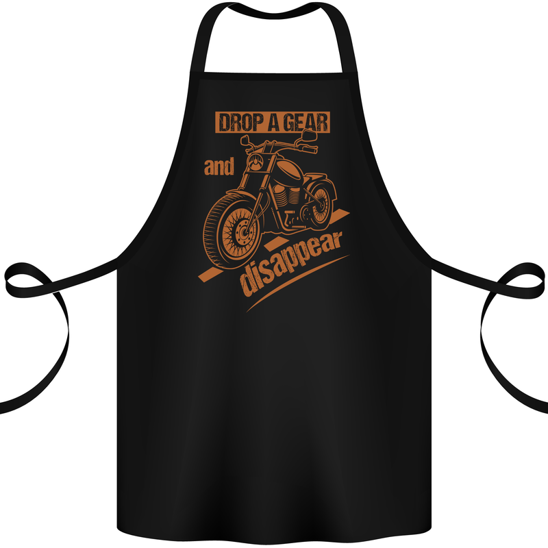 Drop a Gear Disappear Motorcycles Biker Motorbike Cotton Apron 100% Organic Black