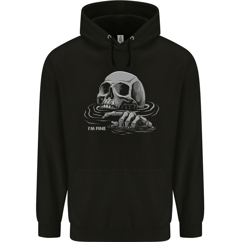 Drowning Skull Im Fine Childrens Kids Hoodie Black