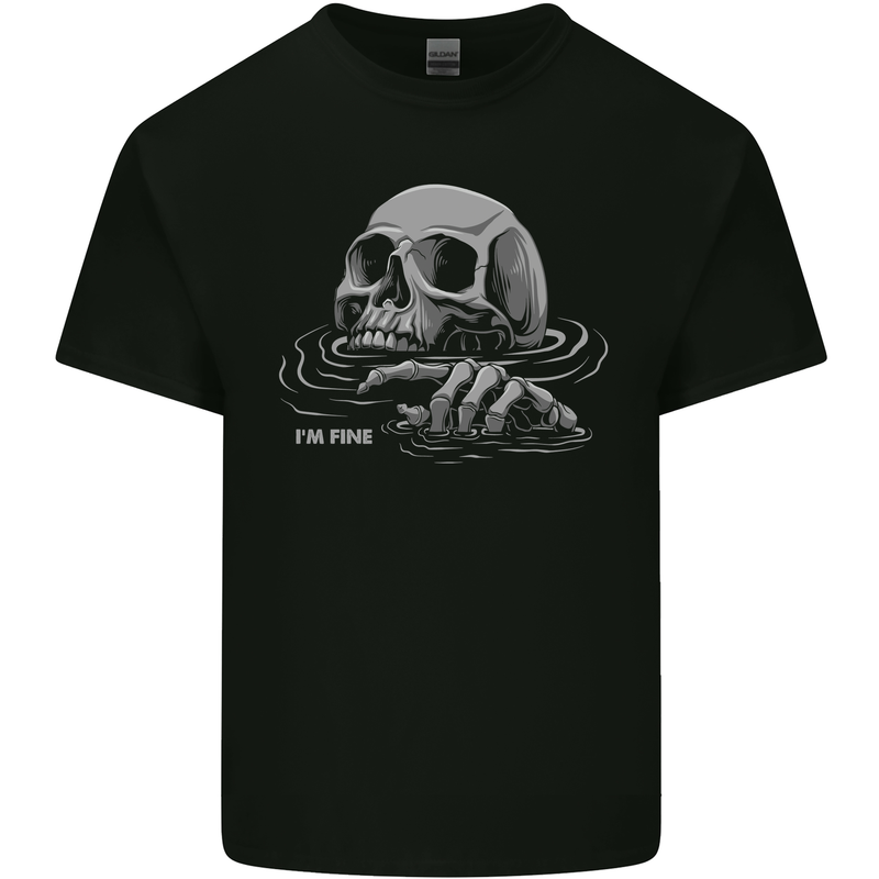 Drowning Skull Im Fine Kids T-Shirt Childrens Black