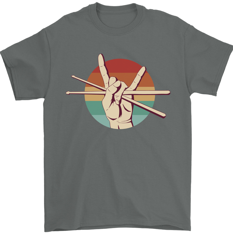 Drum Salute Drummer Drumming Mens T-Shirt 100% Cotton Charcoal