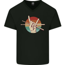Drum Salute Drummer Drumming Mens V-Neck Cotton T-Shirt Black